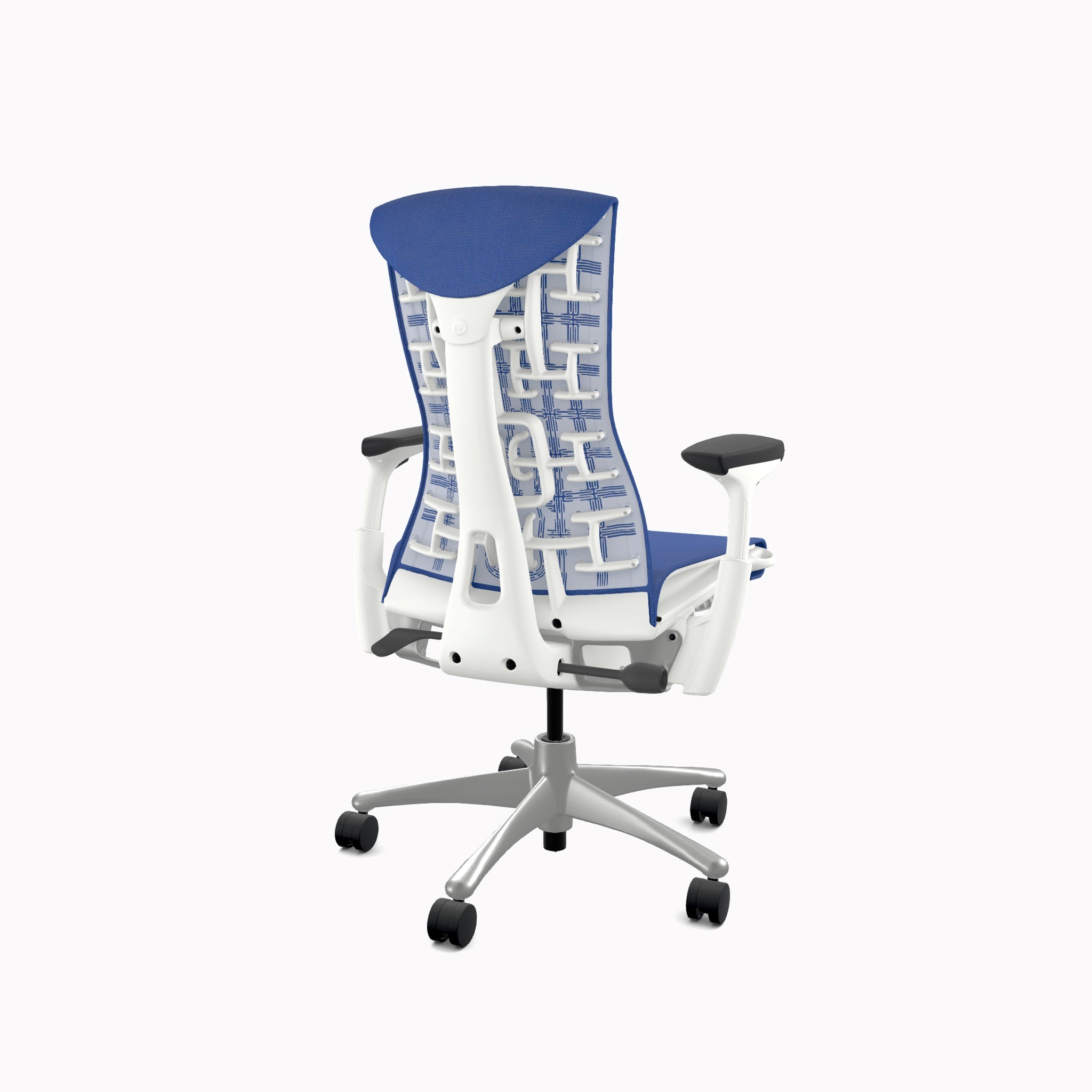 Embody Chair white frame titanium base berry blue